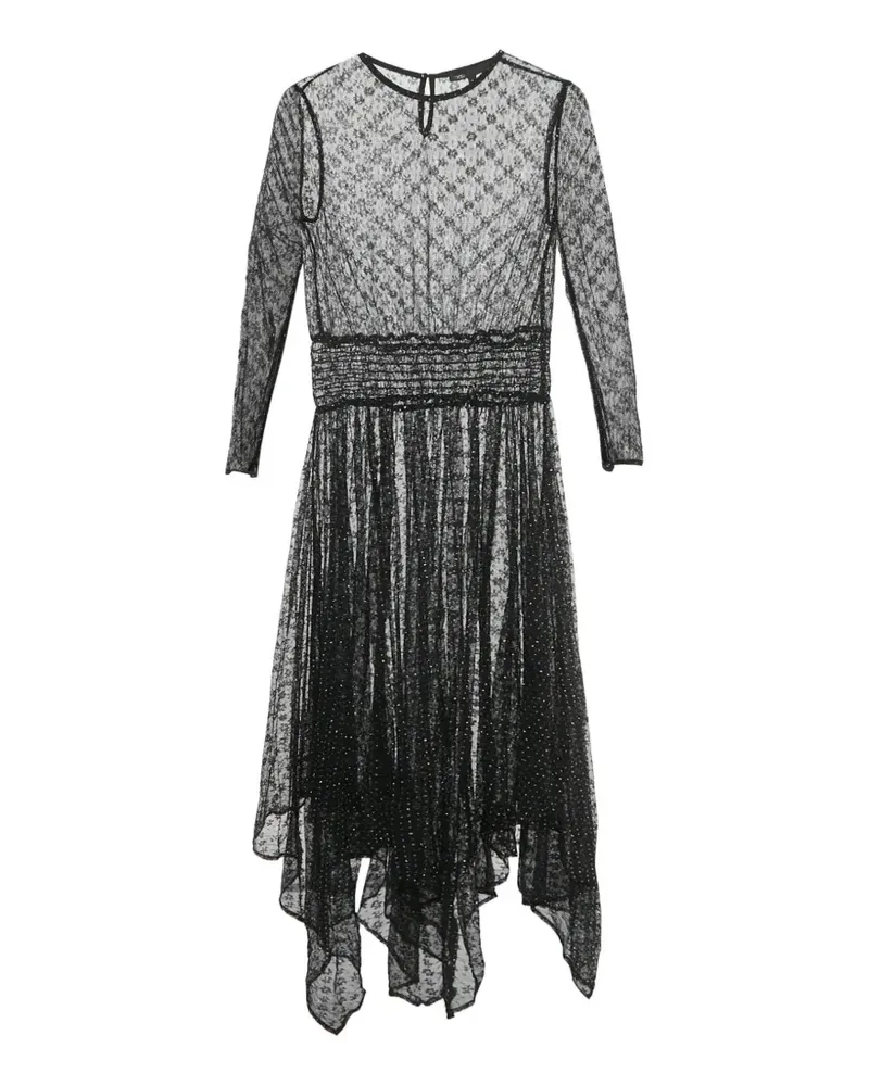 Maje Semi-transparentes Midikleid - Schwarz Schwarz