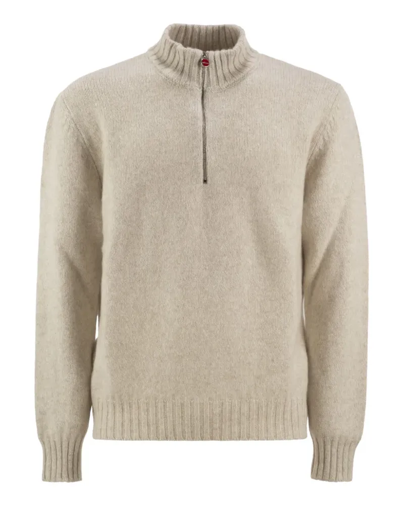 Kiton Kaschmirpullover mit kurzem Reißverschluss - Nude Nude
