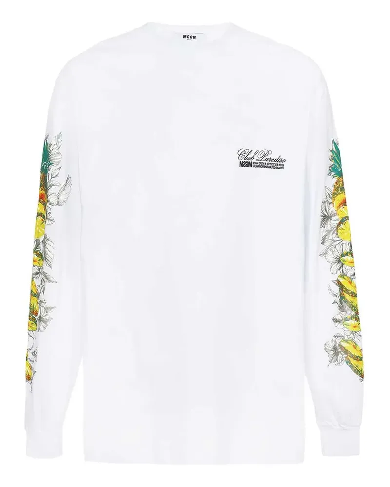 MSGM Langarmshirt mit Früchte-Print - Weiß Weiß