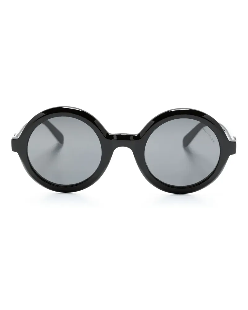 Moncler Sonnenbrille mit rundem Gestell - Schwarz Schwarz