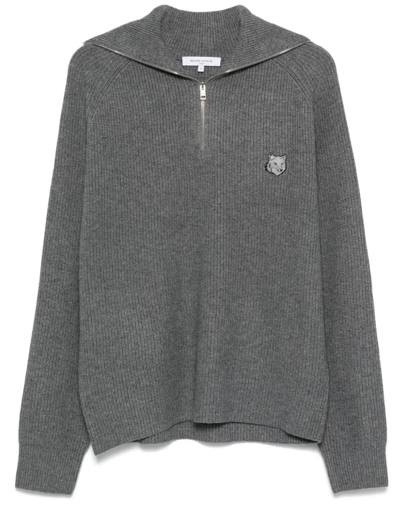Kitsuné Gerippter Bold Fox Head Pullover - Grau Grau