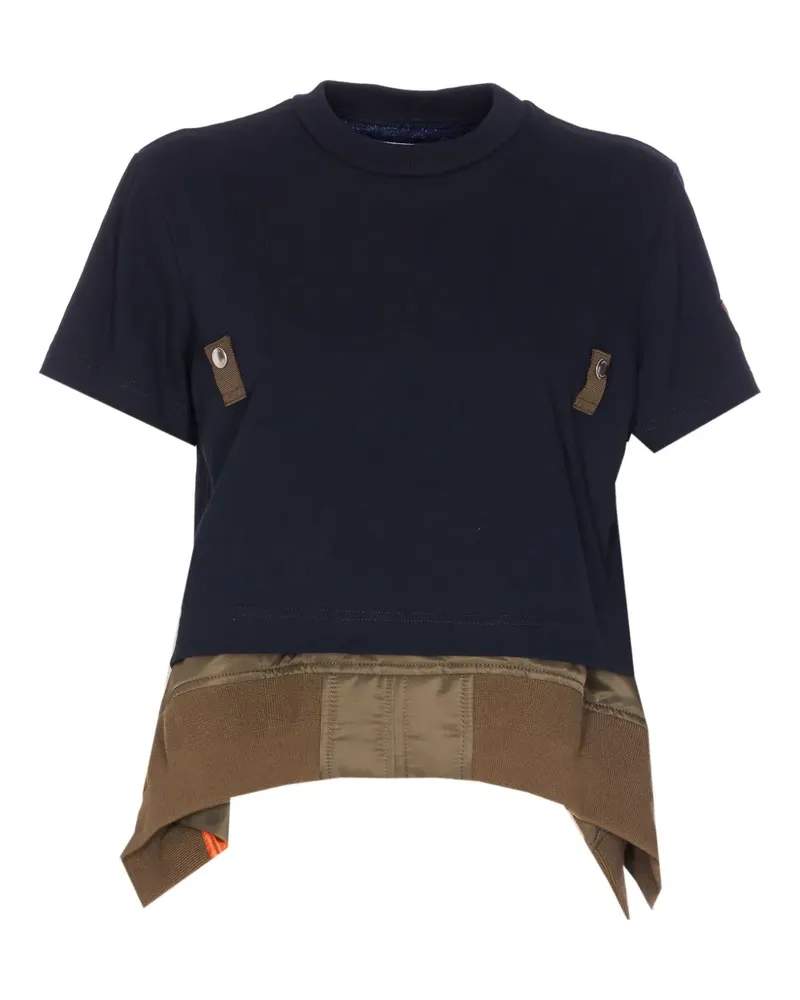 Sacai asymmetrical crew neck T-shirt - Blau Blau