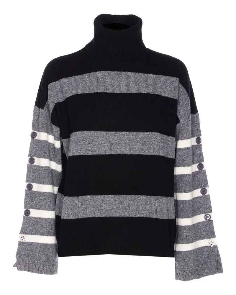 Liu Jo Gestreifter Pullover mit Knopfmanschetten - Grau Grau