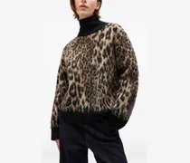 Rückenfreier Pullover mit Leoparden-Print - Nude