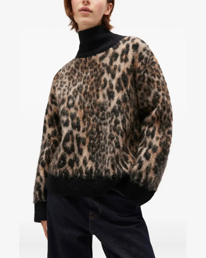 Ganni Rückenfreier Pullover mit Leoparden-Print - Nude Nude
