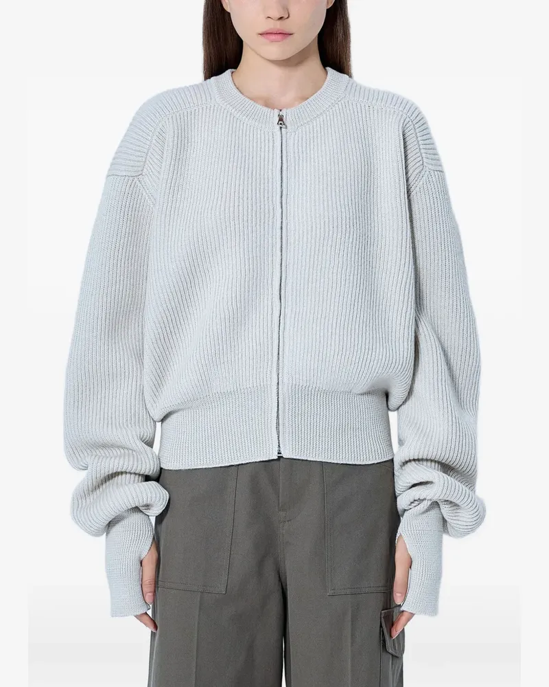 Rier Gerippter Cardigan mit Reißverschluss - Grau Grau