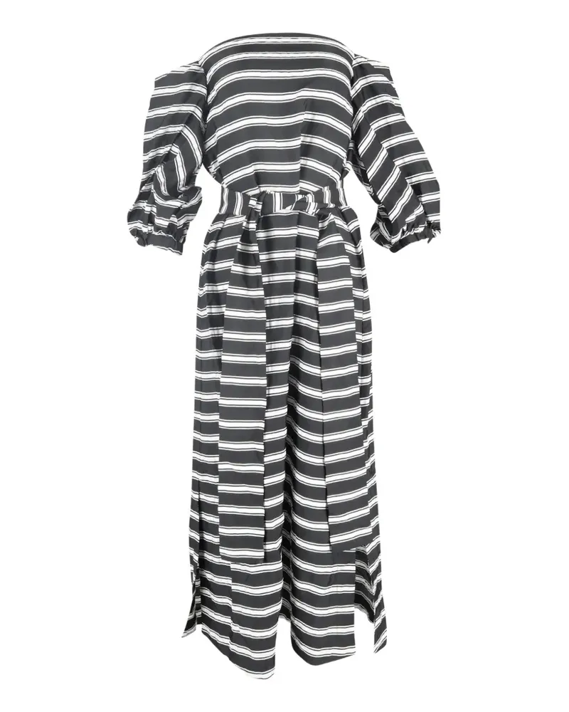 Lisa Marie Fernandez Schulterfreies Midikleid mit Streifen - Schwarz Schwarz