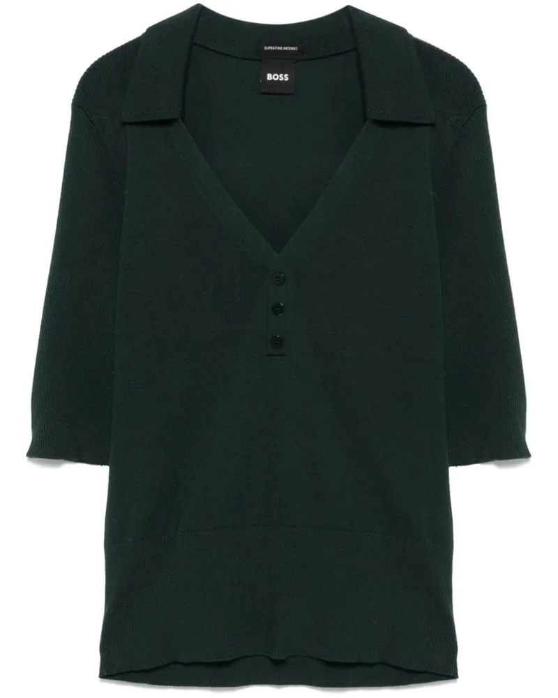 HUGO BOSS Geripptes Poloshirt - Grün Grün