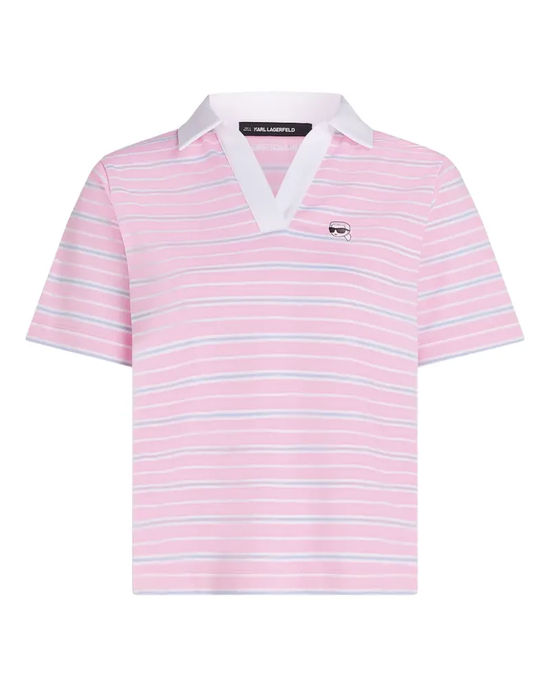 Karl Lagerfeld Ikon stripe short-sleeve polo shirt - Rosa Rosa