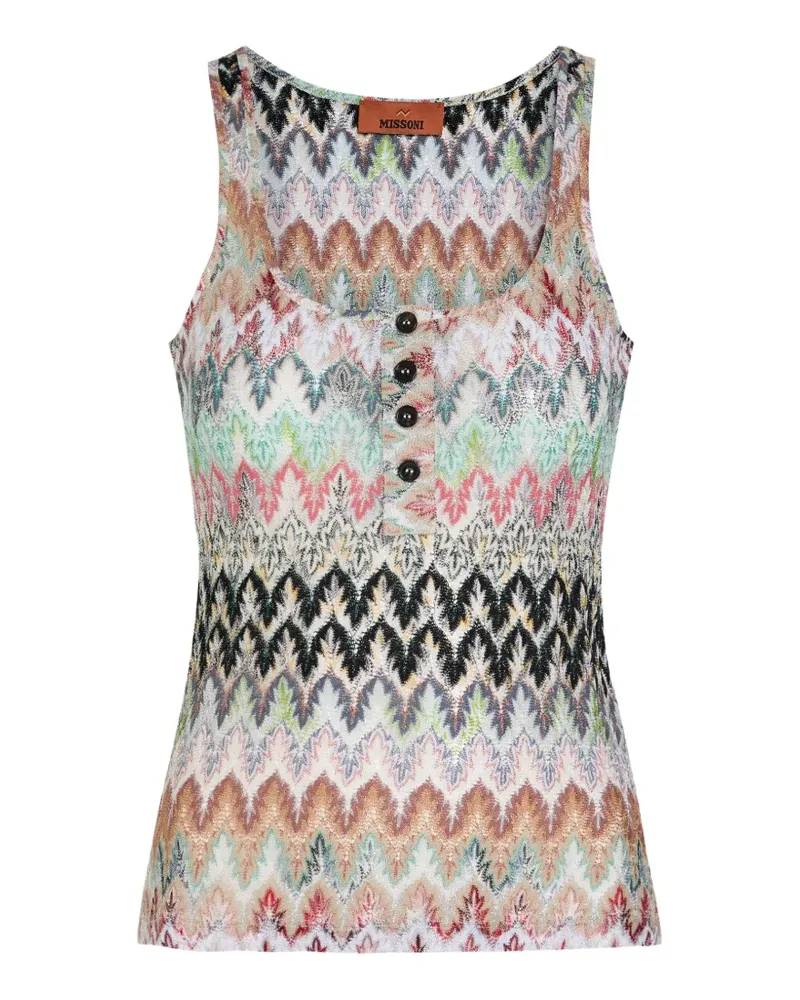 Missoni button-detail patterned vest - Nude Nude