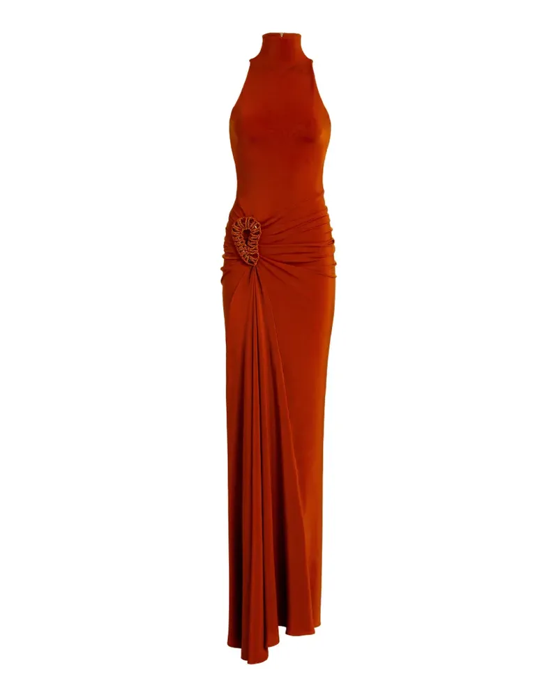 Silvia Tcherassi Frances ring-detail ruched maxi dress - Orange Orange