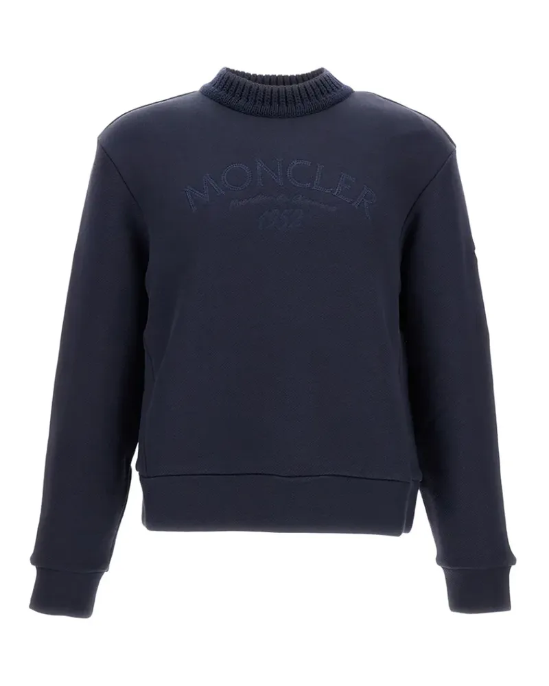 Moncler Besticktes Sweatshirt mit gerippten Abschlüssen - Blau Blau
