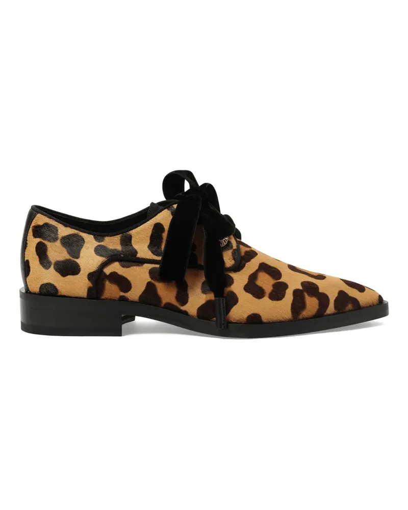 Lanvin leopard-print eyelet Derby shoes - Braun Braun