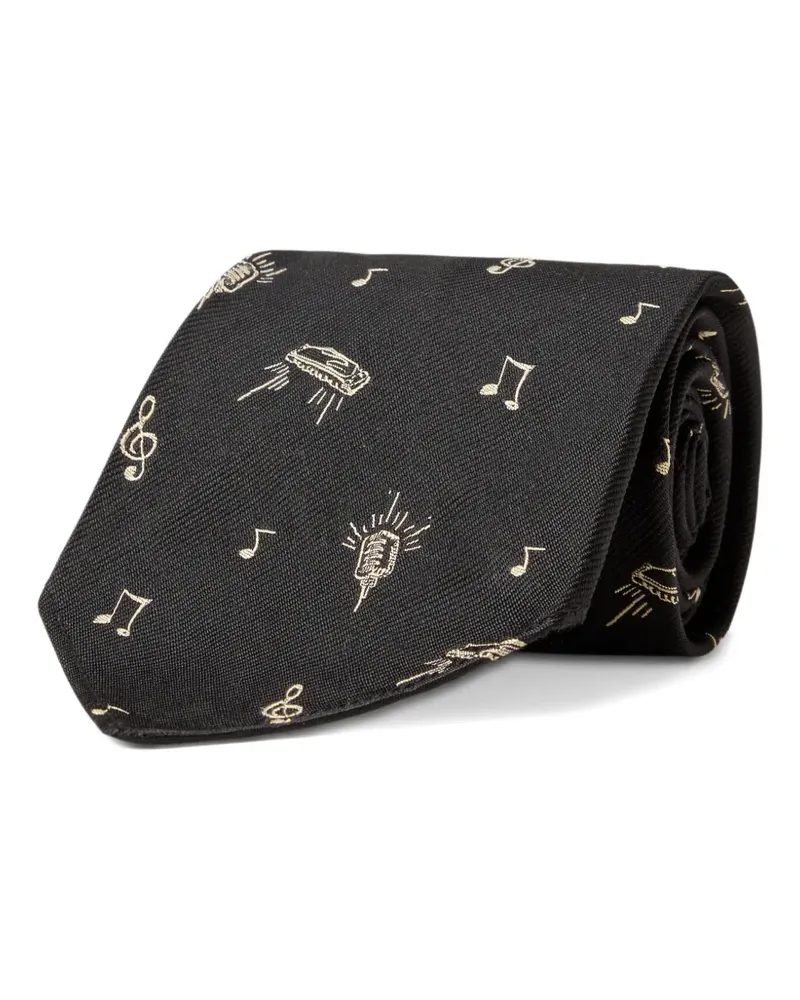Ralph Lauren Seidenkrawatte mit Musikmotiv - Schwarz Schwarz