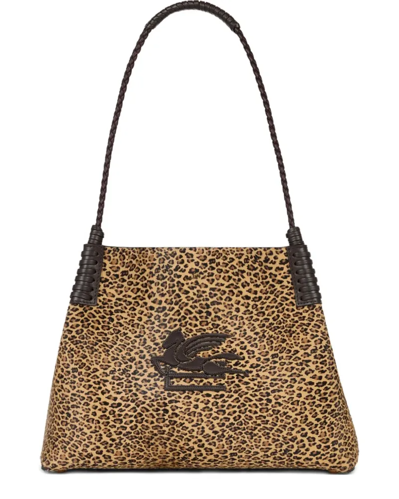 Etro Kleine Libra Tote Bag aus Leoparden-Print - Nude Nude