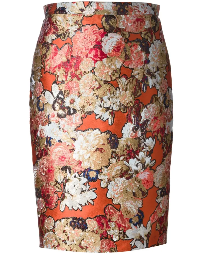 Givenchy Seidenrock mit floralem Jacquardmuster - Gelb Gelb