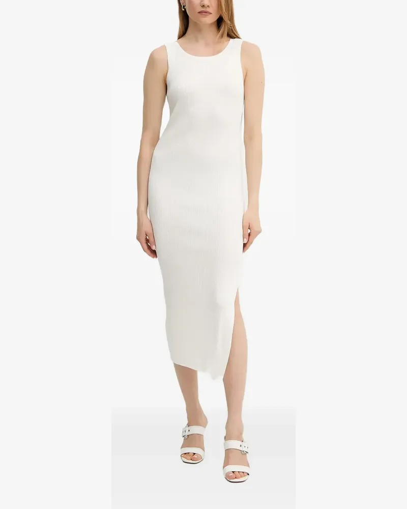 Guess Geripptes Midikleid mit offenem Rücken - Weiß Weiß