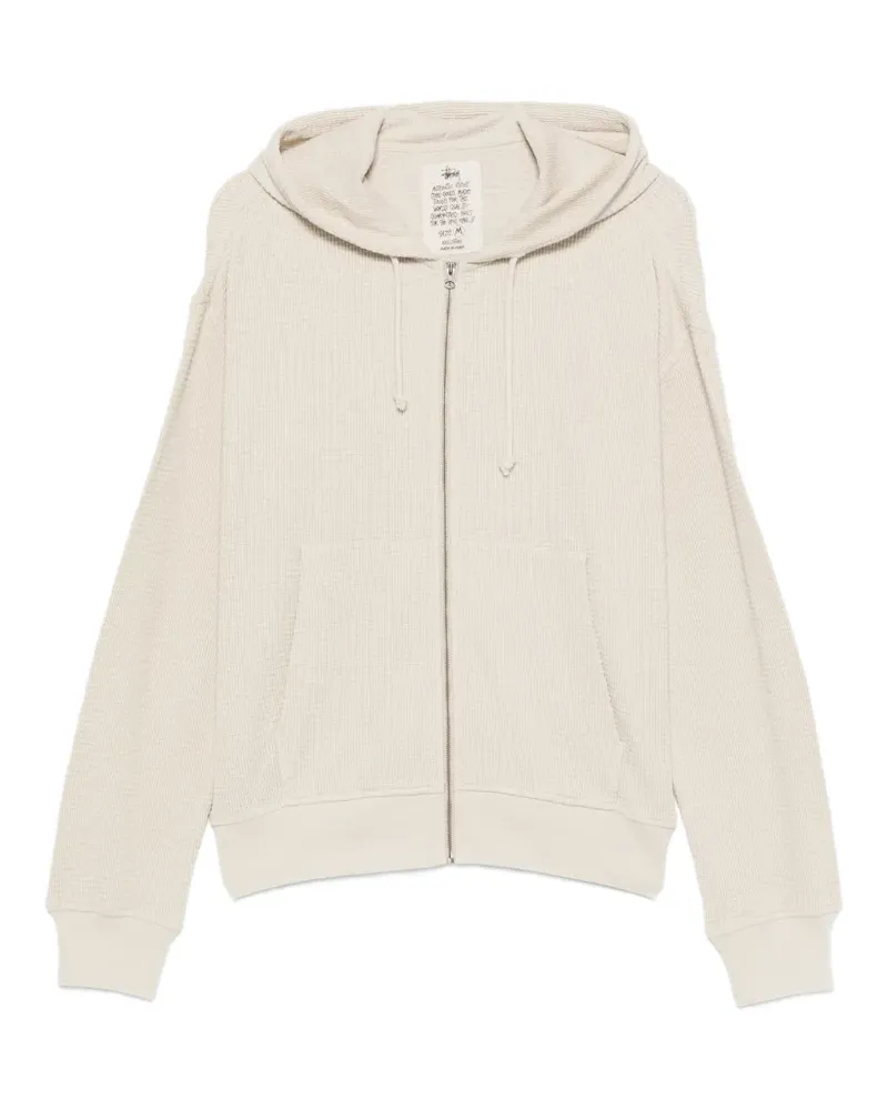 Stüssy waffle-knit zip-up hoodie - Nude Nude