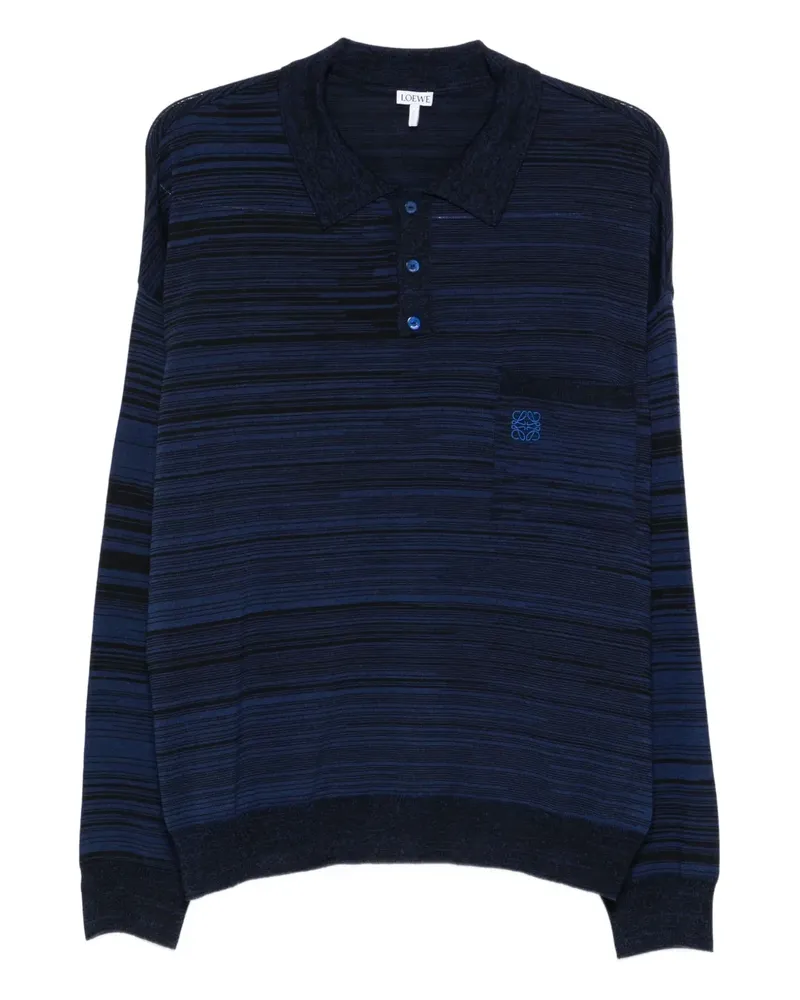 Loewe Gestreifter Polo-Pullover - Blau Blau
