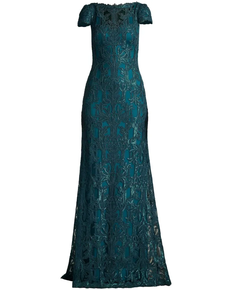 Tadashi Shoji Garwood Abendkleid mit Paillettenstickerei - Grün Grün