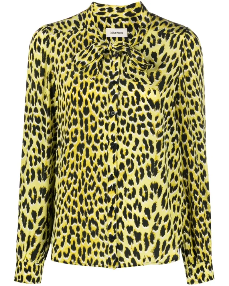 Zadig & Voltaire Taos Hemd aus Seide mit Leo-Print - Gelb Gelb