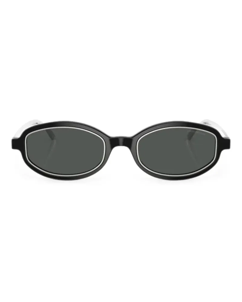 Emporio Armani Sonnenbrille mit ovalem Gestell - Schwarz Schwarz