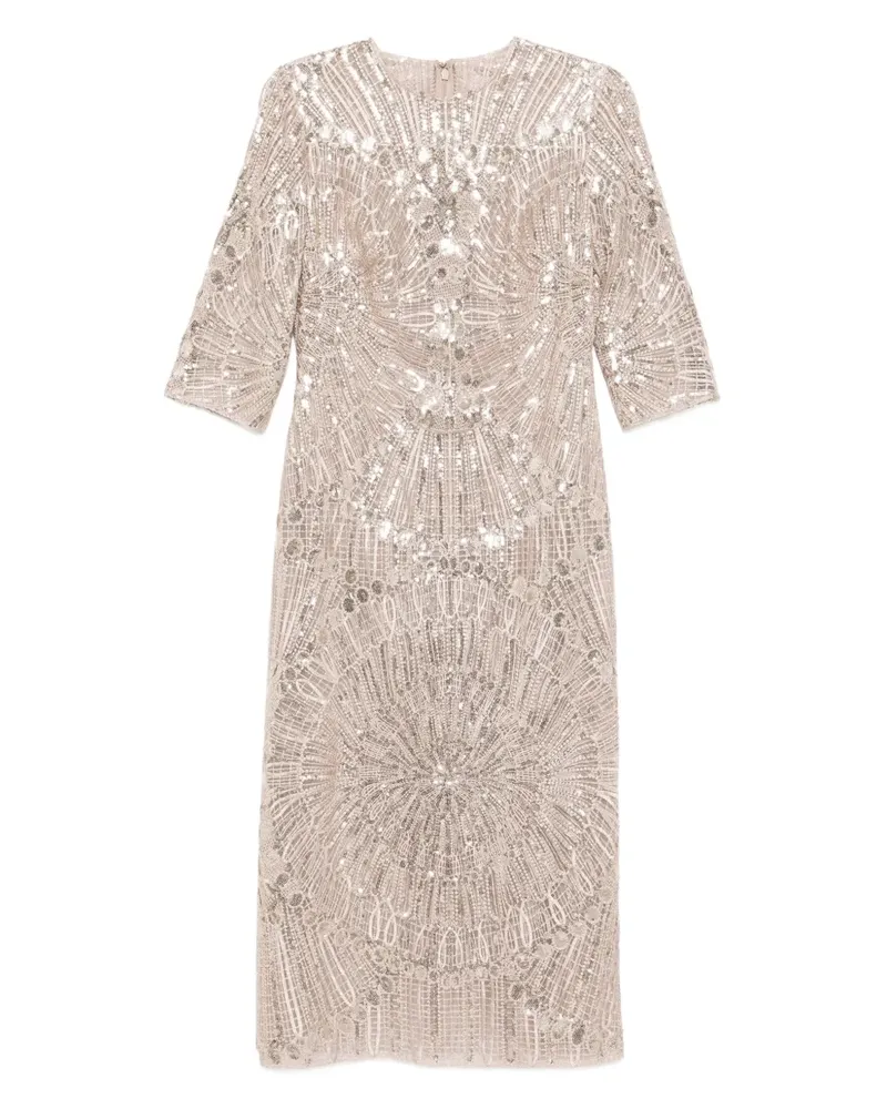 Elie Saab Besticktes Midikleid - Grau Grau