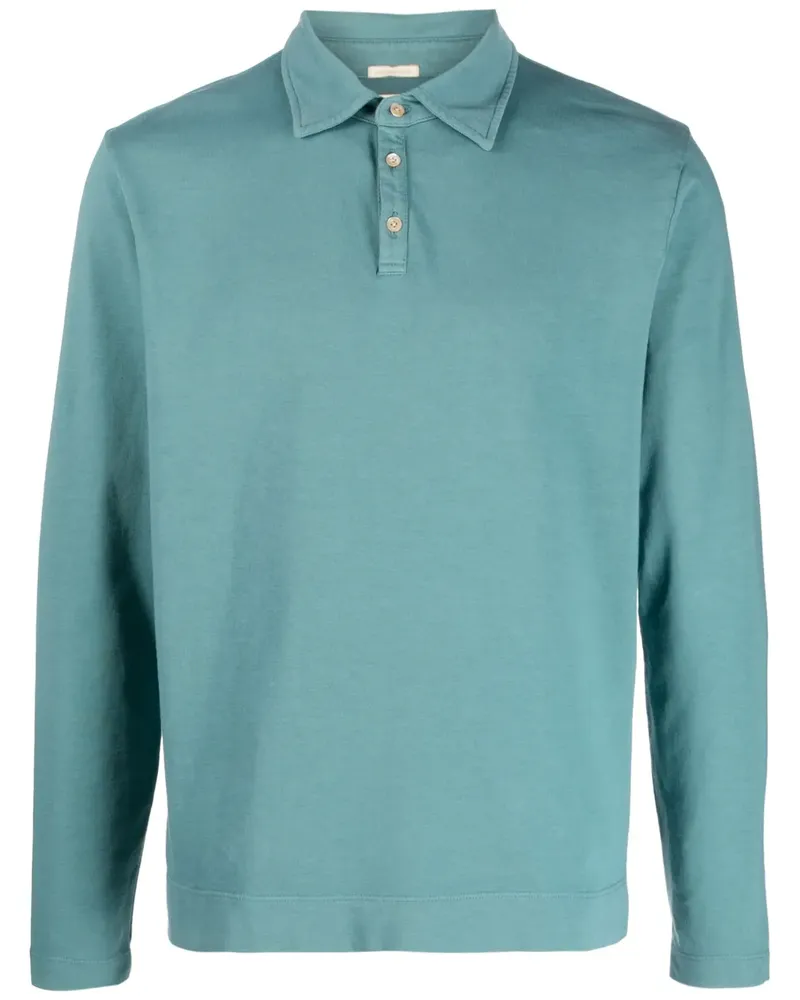 Massimo Alba Poloshirt mit langen Ärmeln - Blau Blau