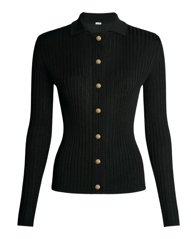 Balmain Gerippter Cardigan - Schwarz Schwarz