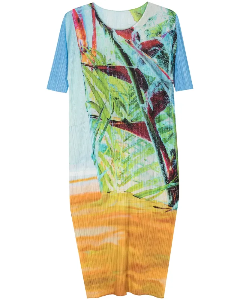 Issey Miyake Tropical Winter Midikleid - Blau Blau