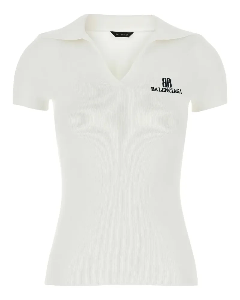 Balenciaga Geripptes T-Shirt - Weiß Weiß