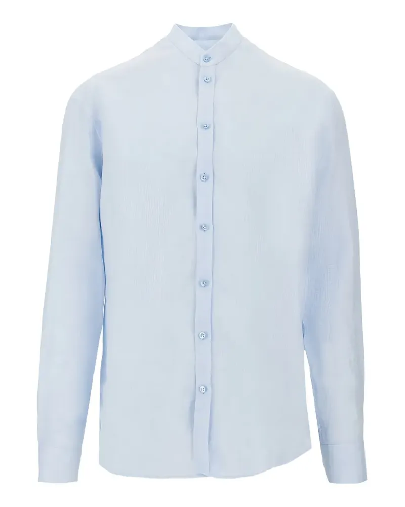Emporio Armani guru-collar long-sleeve shirt - Blau Blau