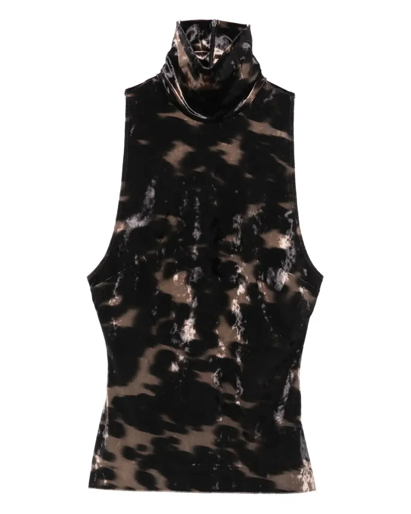 Nanushka Batik-Oberteil mit Stehkragen - Schwarz Schwarz