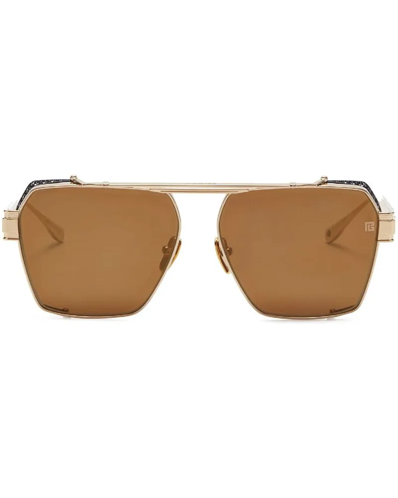 Balmain Premier Sonnenbrille mit eckigem Gestell - Braun Braun