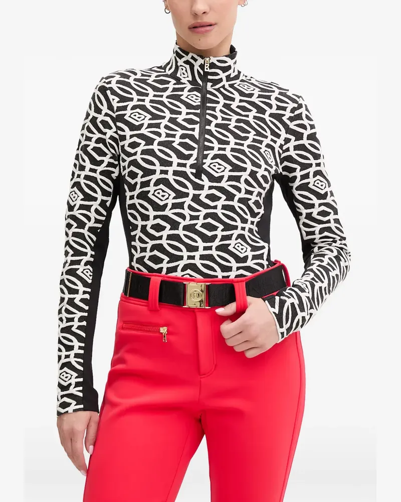 Bogner Jasmina monogram-print half-zip top - Schwarz Schwarz