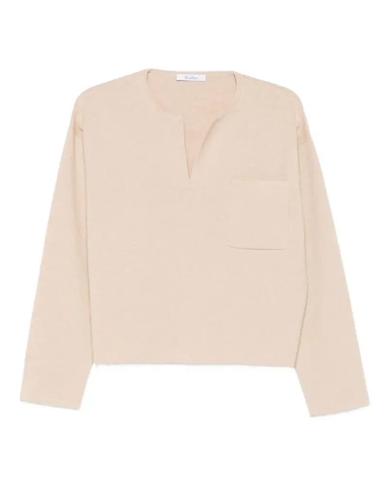 Max Mara Fein gestrickter Pullover - Nude Nude