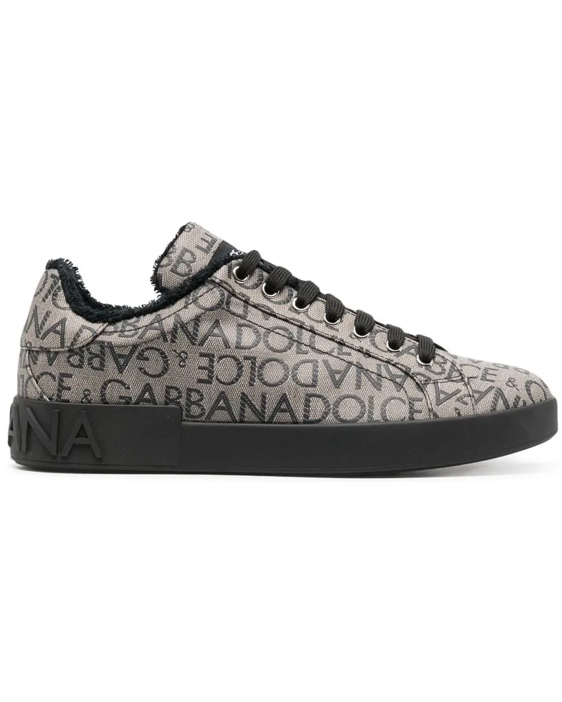 Dolce & Gabbana Portofino Sneakers mit Jacquard - Schwarz Schwarz