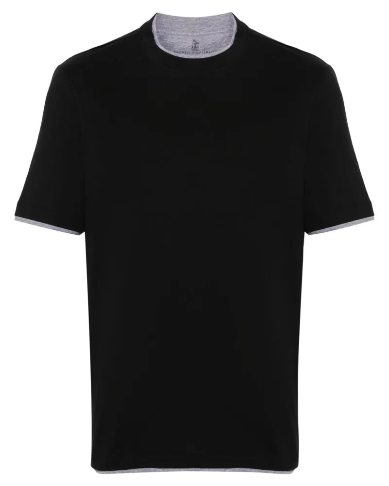 Brunello Cucinelli T-Shirt im Layering-Look - Schwarz Schwarz