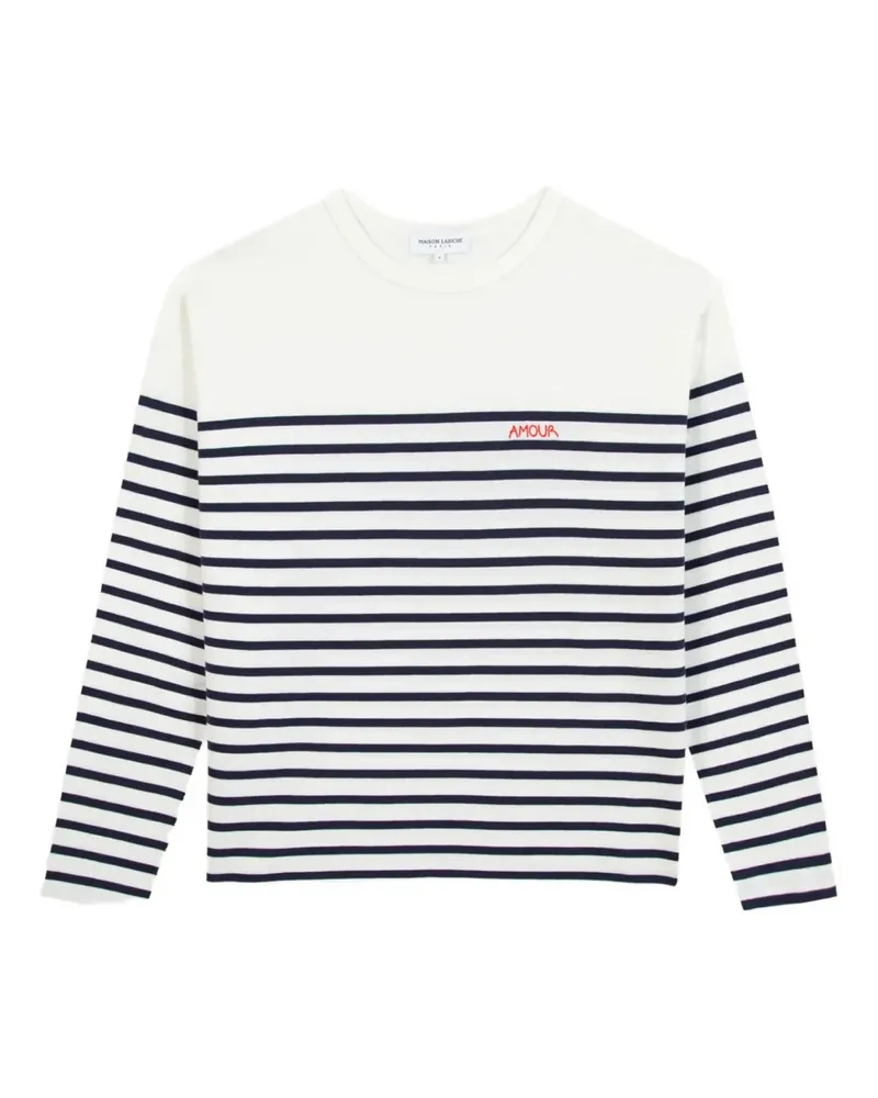 Maison Labiche Gestreiftes Montpar T-Shirt - Weiß Weiß