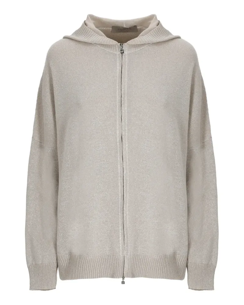 D.EXTERIOR metallic-effect zip-up cardigan - Nude Nude