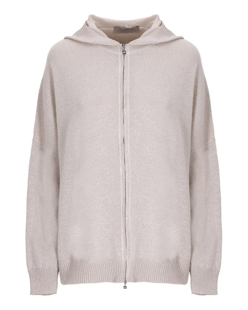 D.EXTERIOR metallic-effect zip-up cardigan - Nude Nude