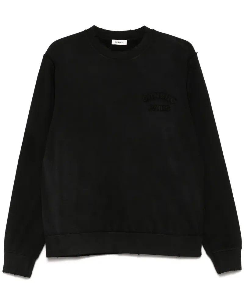 Sandro Sweatshirt im Distressed-Look - Schwarz Schwarz