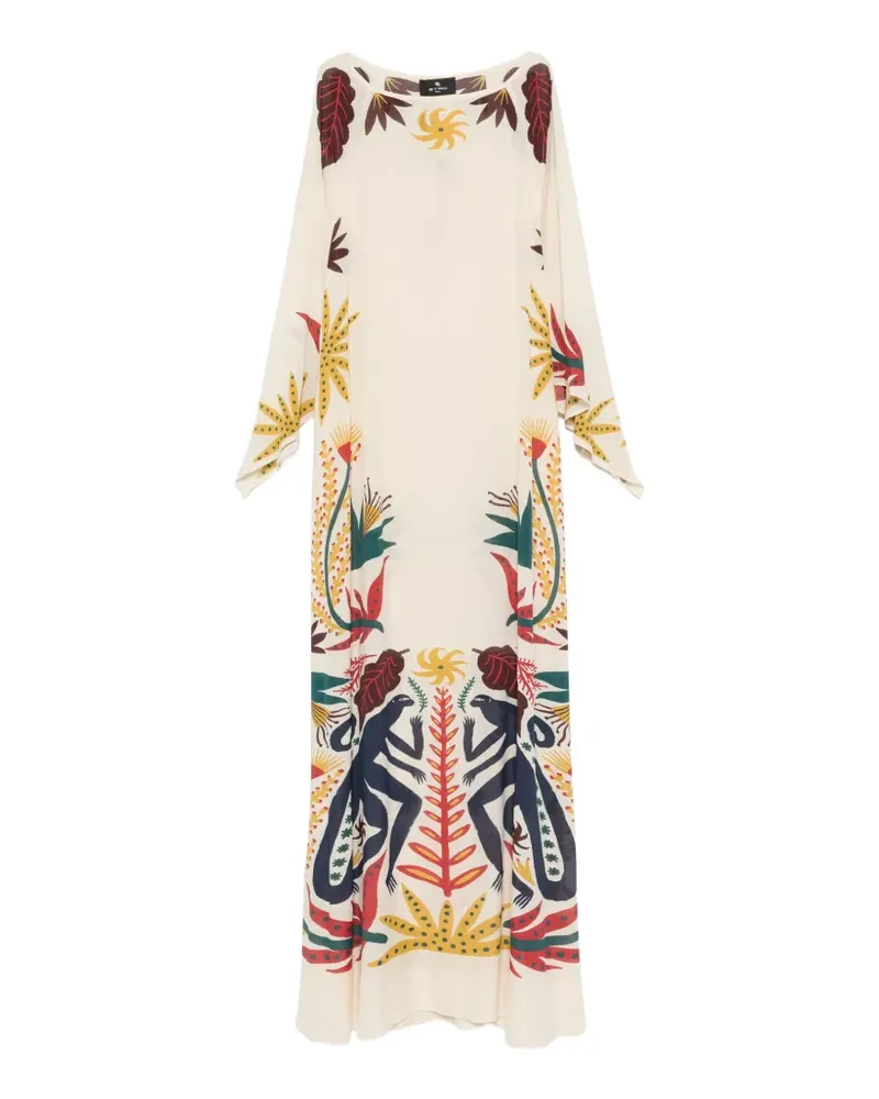 Etro printed long-sleeved maxi dress - Nude Nude