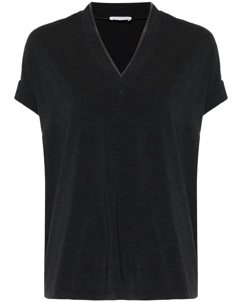 Brunello Cucinelli T-Shirt mit Monili-Kette - Grau Grau
