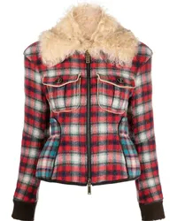 Dsquared2 Flanelljacke mit Pelzkragen Rot