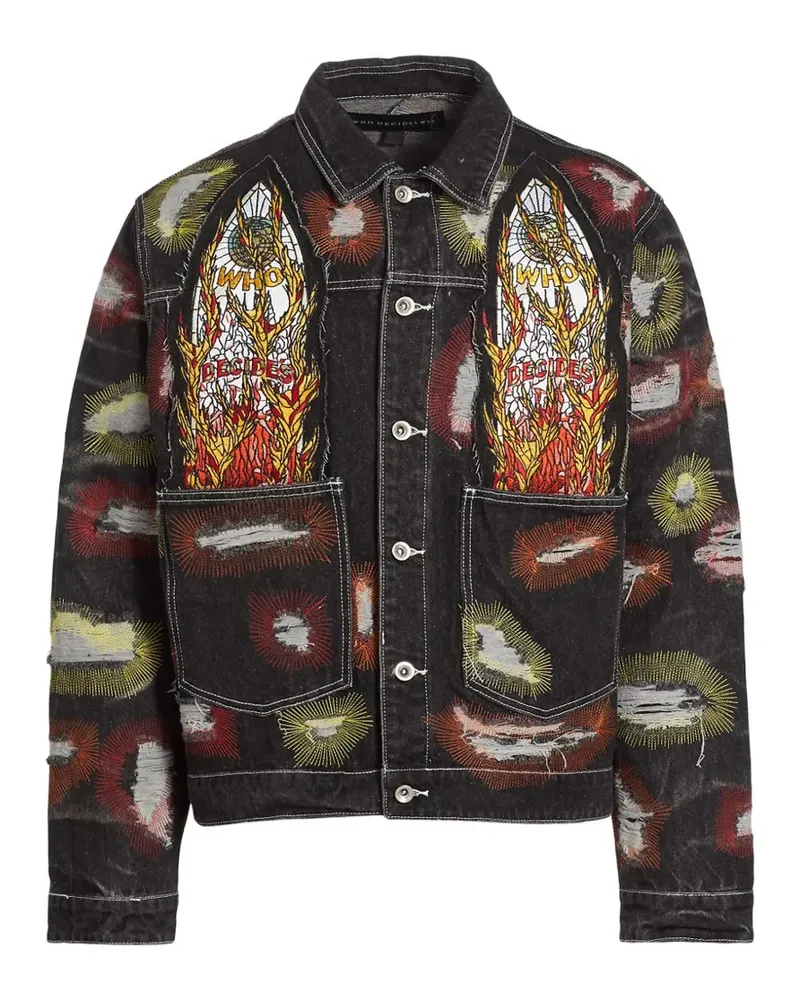 WHO DECIDES WAR x Ev Bravado Trucker-Jacke mit Stickerei - Schwarz Schwarz