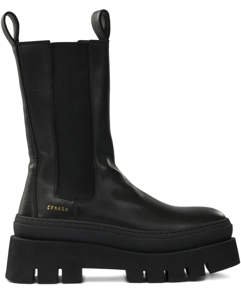 Copenhagen Plateau-Stiefel mit Stretcheinsätzen - Schwarz Schwarz