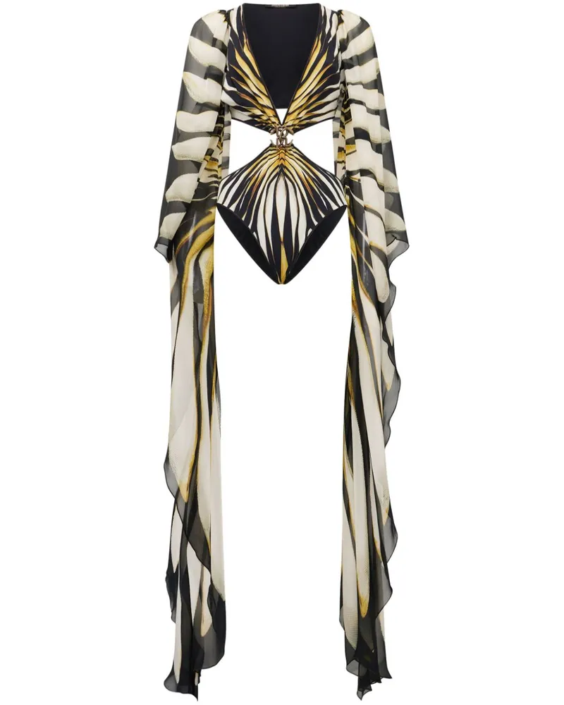 Roberto Cavalli Ray of Gold Badeanzug mit Cut-Out Gold