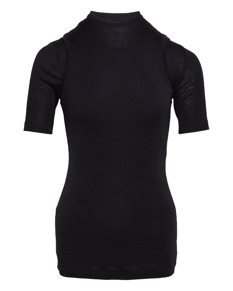 Jil Sander Oberteil mit Stehkragen - Schwarz Schwarz