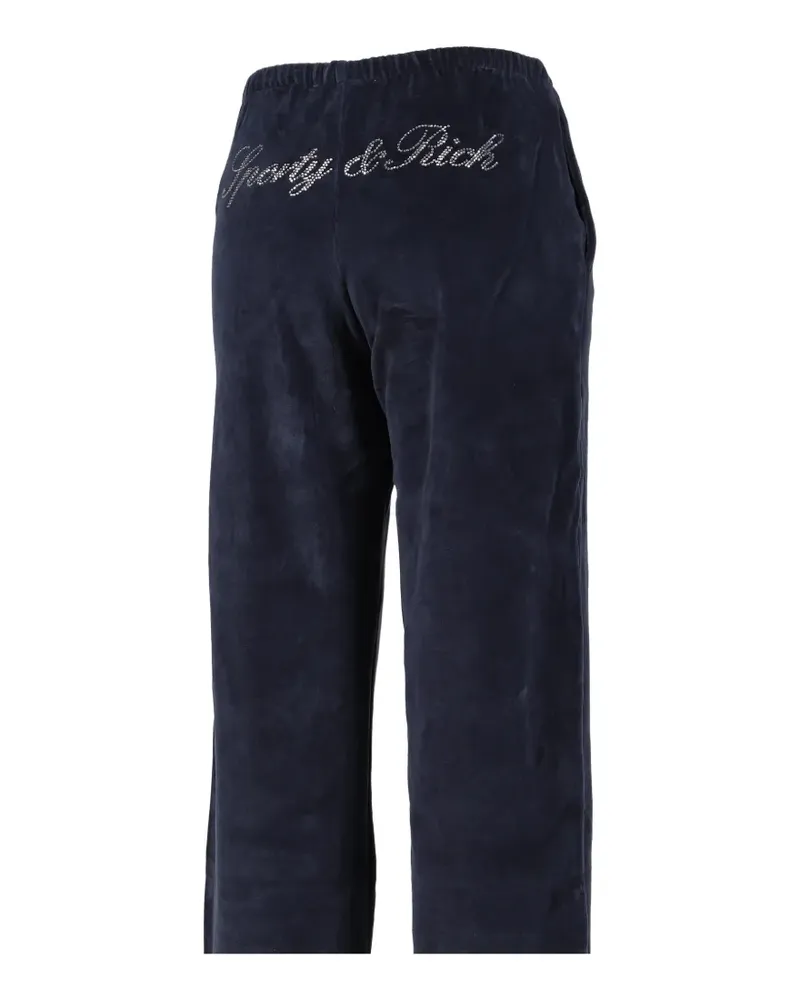 SPORTY & RICH velour crystal-logo track pants - Blau Blau
